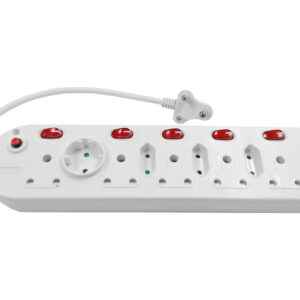 Multi Plug 5x16A 5x5A 0.5m Cord Switched White