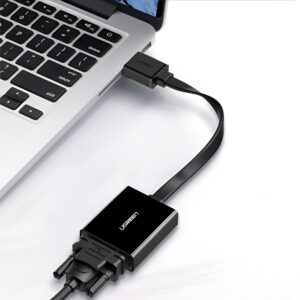 UGREEN HDMI to VGA Adapter, with 3.5mm Audio and Power Port - Black